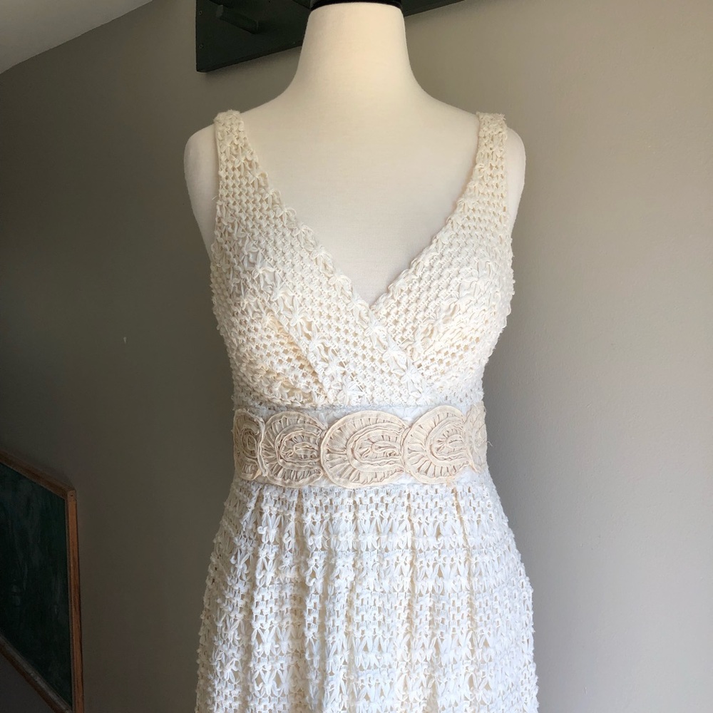 Eva Franco Boho Crochet Sun Dress size 8 cream